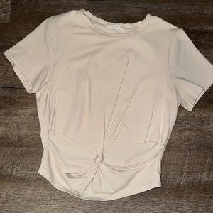 Tan tshirt with cut outs and knot